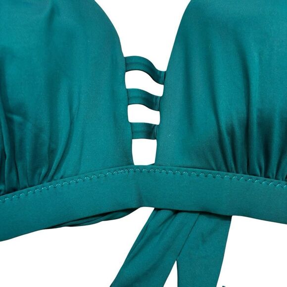 Becca Brand Dark Teal Tie Back Bikini‎ Top Size 1X - Picture 3 of 10